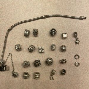 Pandora bracelet and charm lot